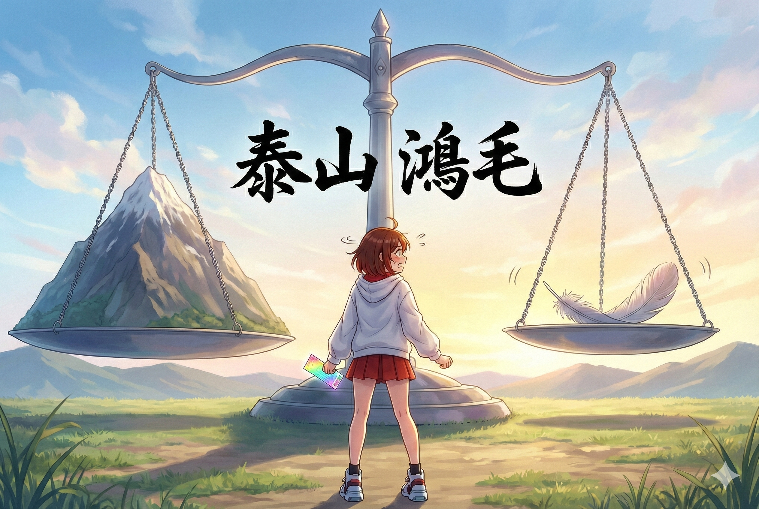 【漢検準一級】泰山鴻毛！そのこだわり、マジで羽毛より軽くね？価値観アプデしよ！